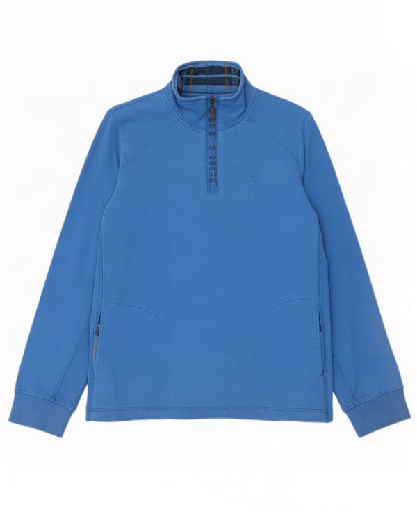 Felpa con collo con zip grafica da donna Fat Face Maglione UK 16 Grande cotone blu
