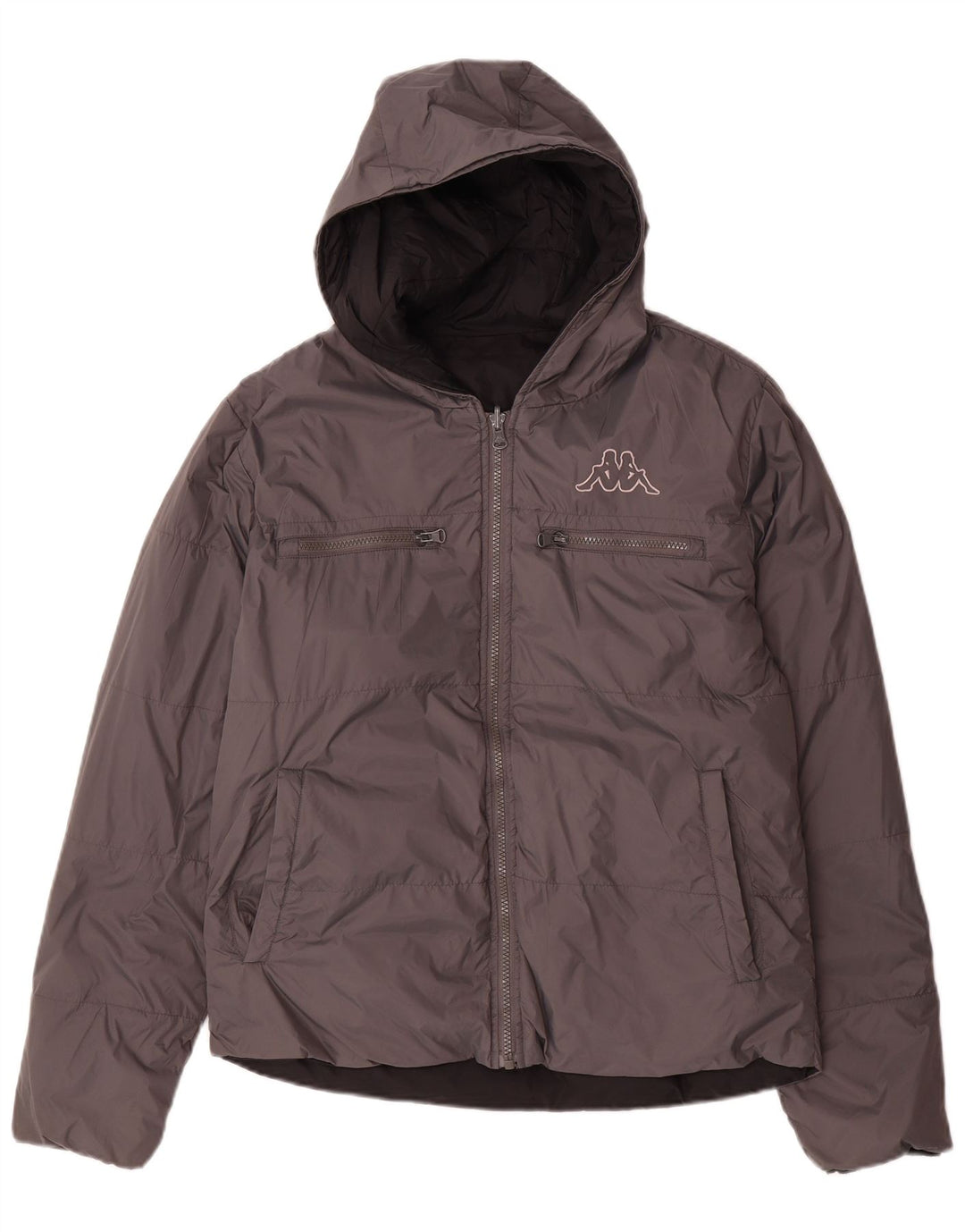 Giacca imbottita reversibile con cappuccio da donna Kappa UK 14 Nylon grigio medio