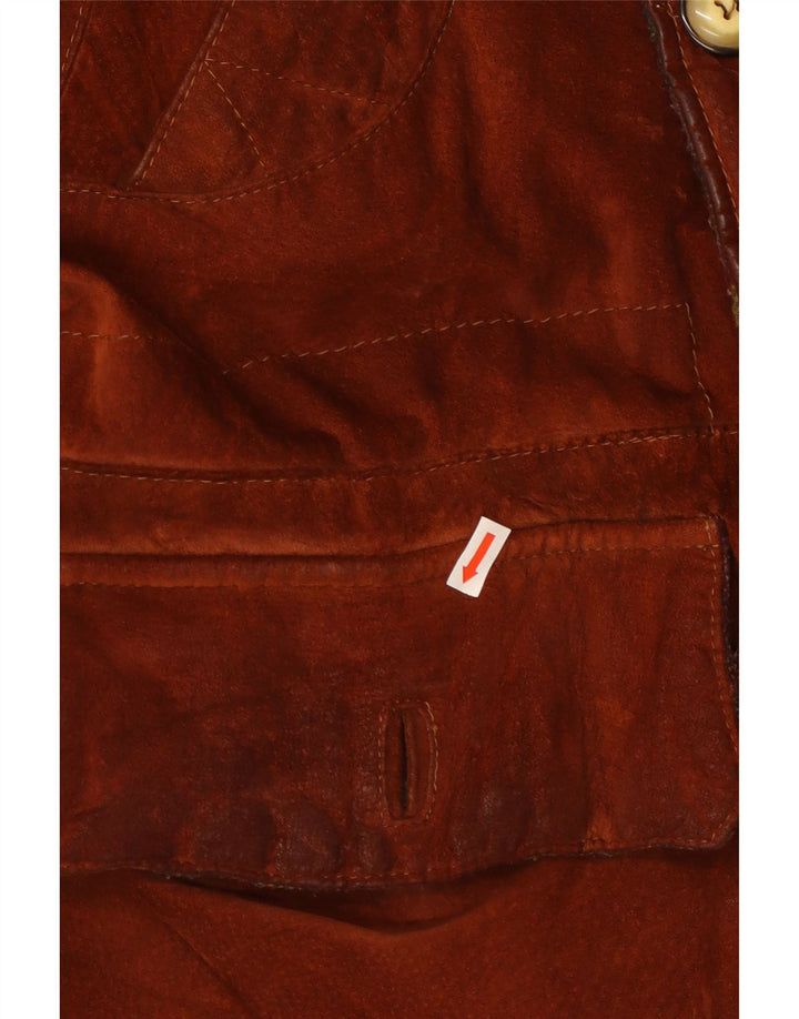 Giacca vintage in pelle scamosciata da uomo IT 54 2XL in pelle marrone