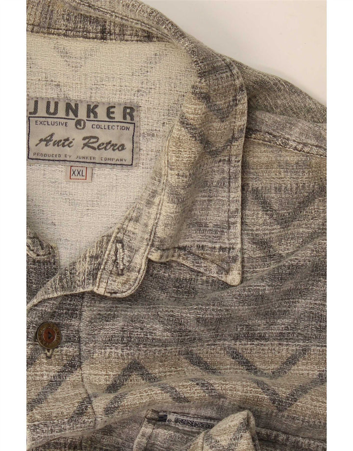 Camicia vintage da uomo 2XL grigia geometrica
