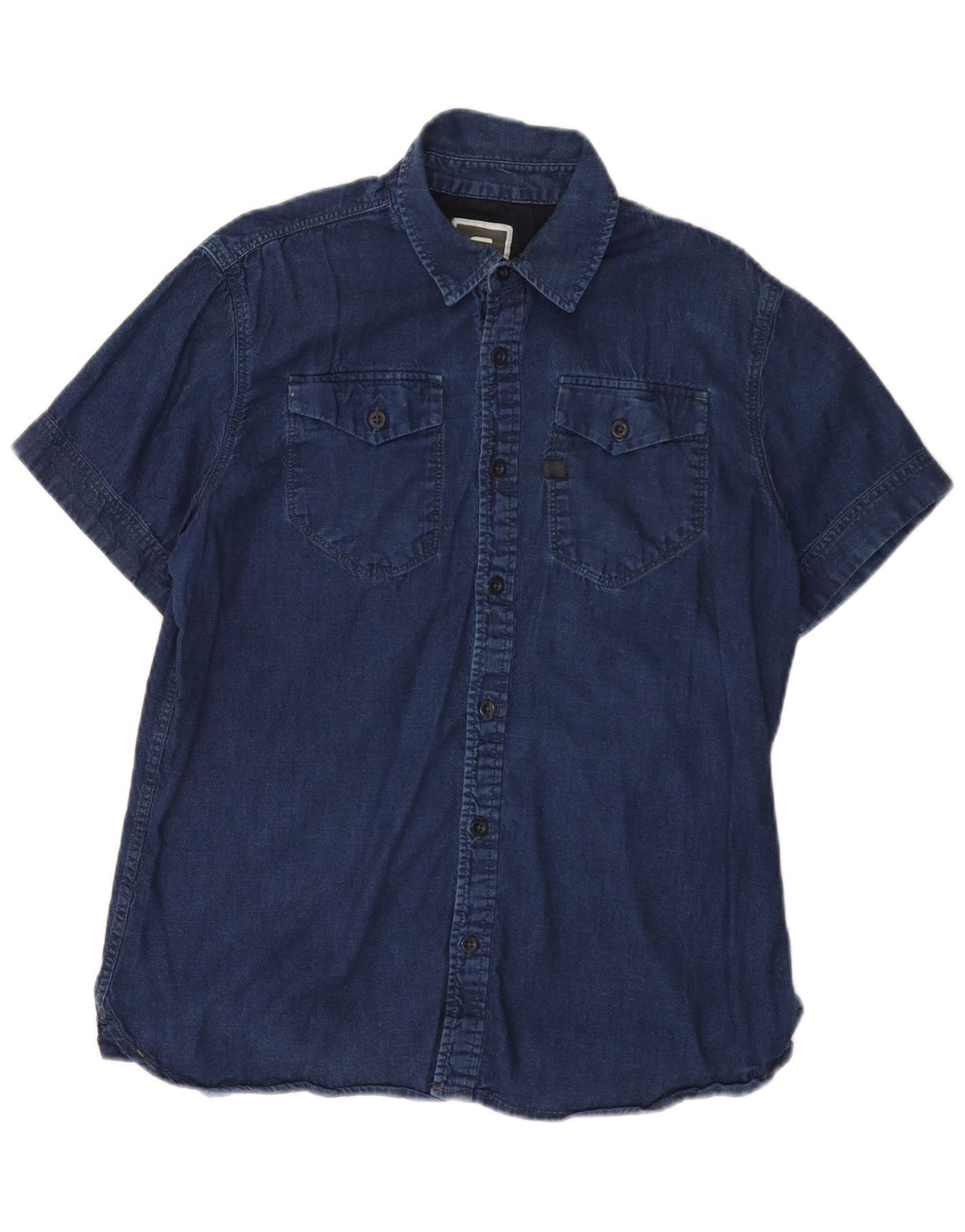 Camicia di jeans a maniche corte da uomo G-STAR XL in cotone blu navy
