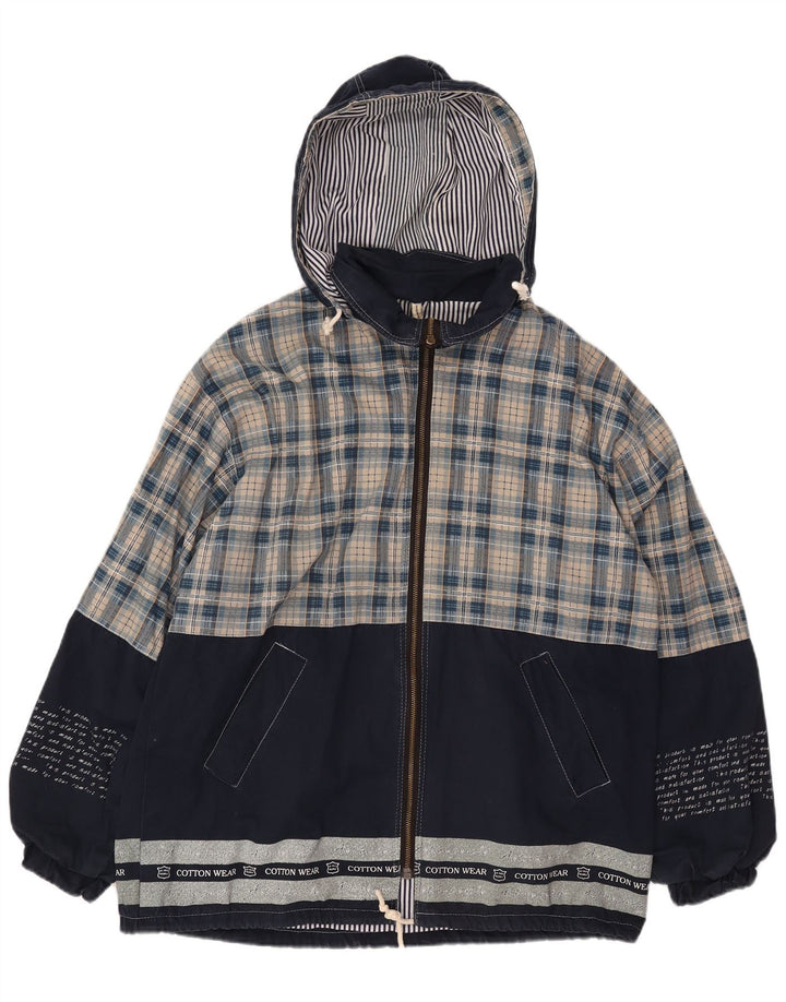 Giacca a vento con cappuccio grafica da uomo Whisper UK 40 Large Navy Check