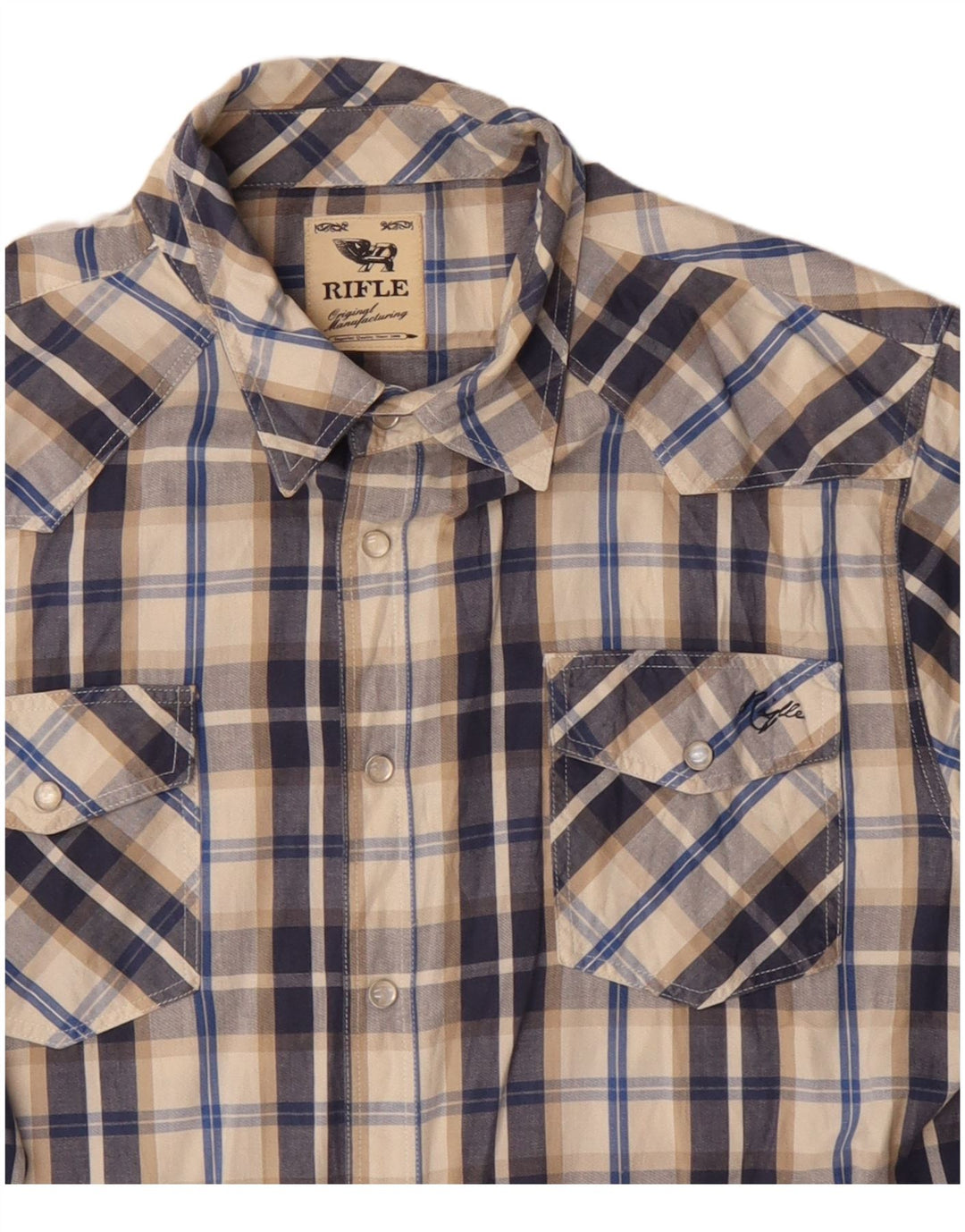 Camicia da uomo Rifle XL in cotone a quadri blu navy