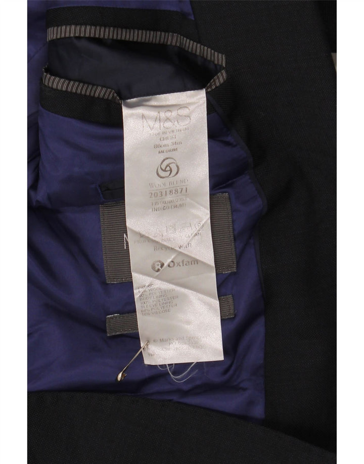 Giacca blazer a 2 bottoni da uomo Marks & Spencer UK 34 XS lana blu navy