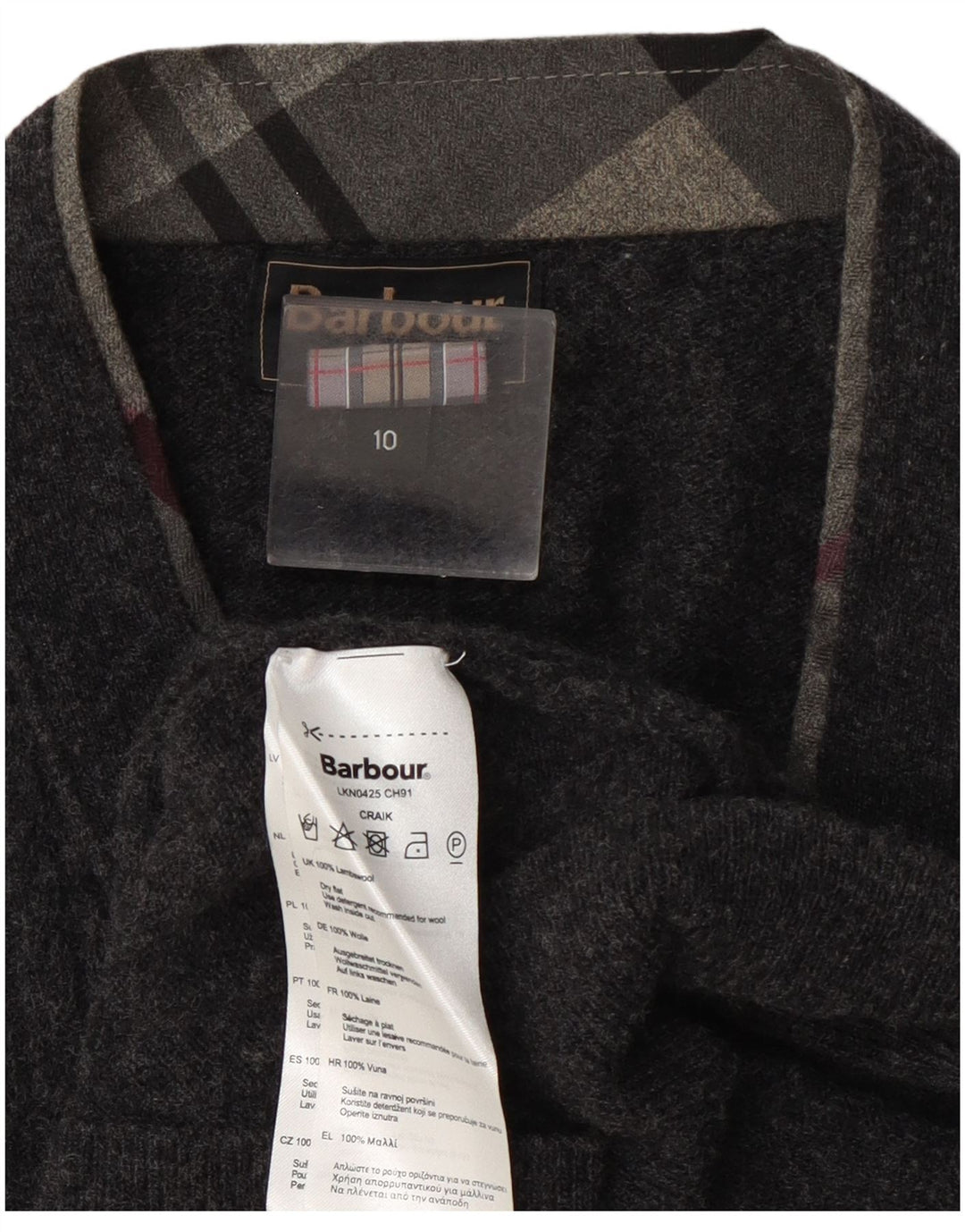 Maglione cardigan da donna Barbour UK 10 piccolo grigio lana