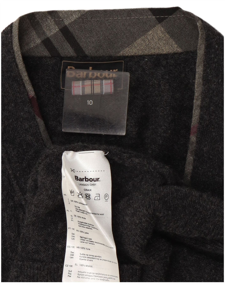 Maglione cardigan da donna Barbour UK 10 piccolo grigio lana