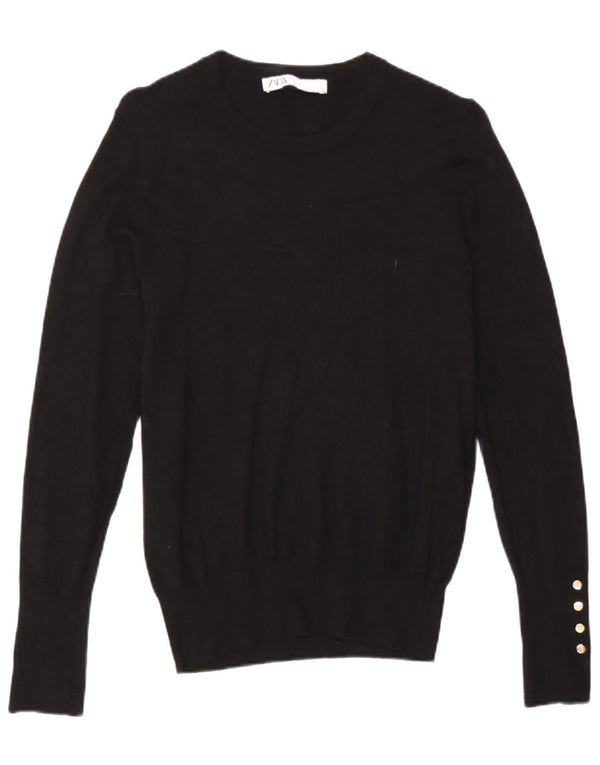 Maglione maglione girocollo da donna Zara UK 12 medio nero