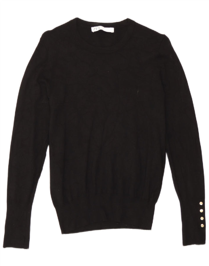 Maglione maglione girocollo da donna Zara UK 12 medio nero