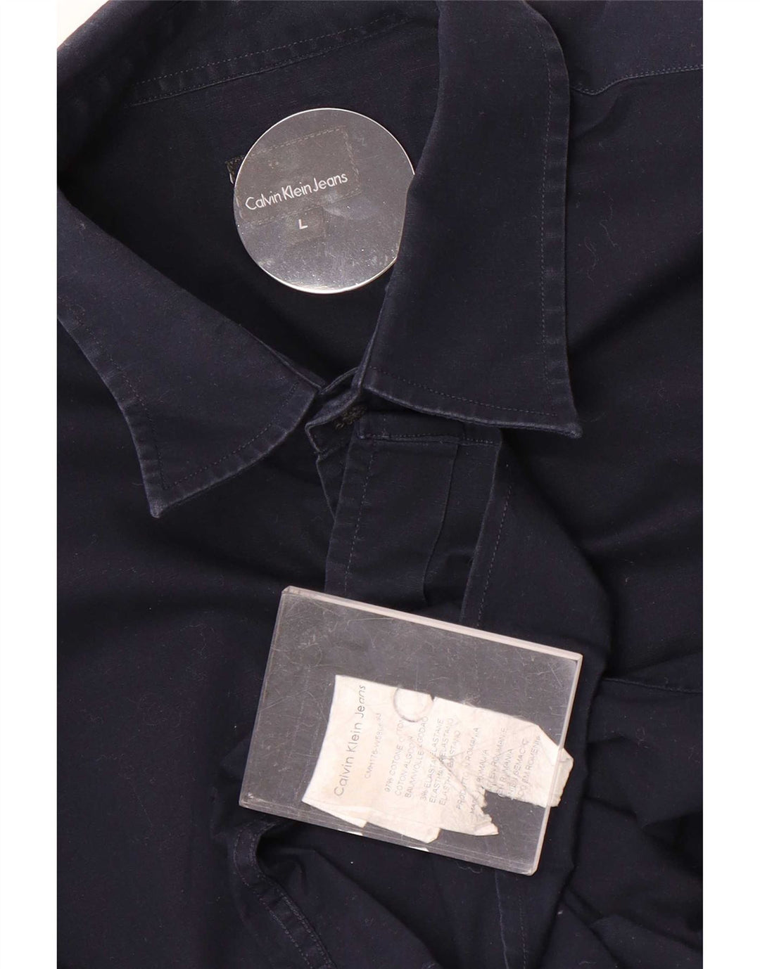 Camicia da uomo Calvin Klein Jeans Large in cotone blu navy