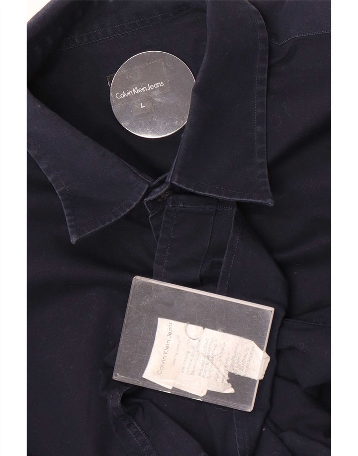 Camicia da uomo Calvin Klein Jeans Large in cotone blu navy