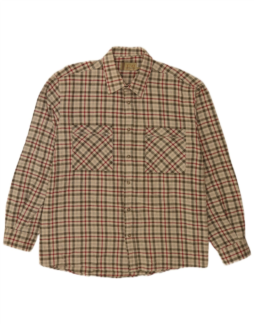 Camicia da uomo in flanella del progetto europeo XL in cotone a quadri verdi