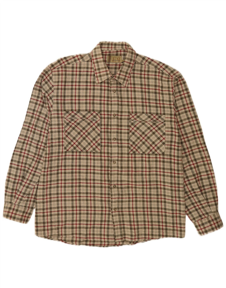 Camicia da uomo in flanella del progetto europeo XL in cotone a quadri verdi