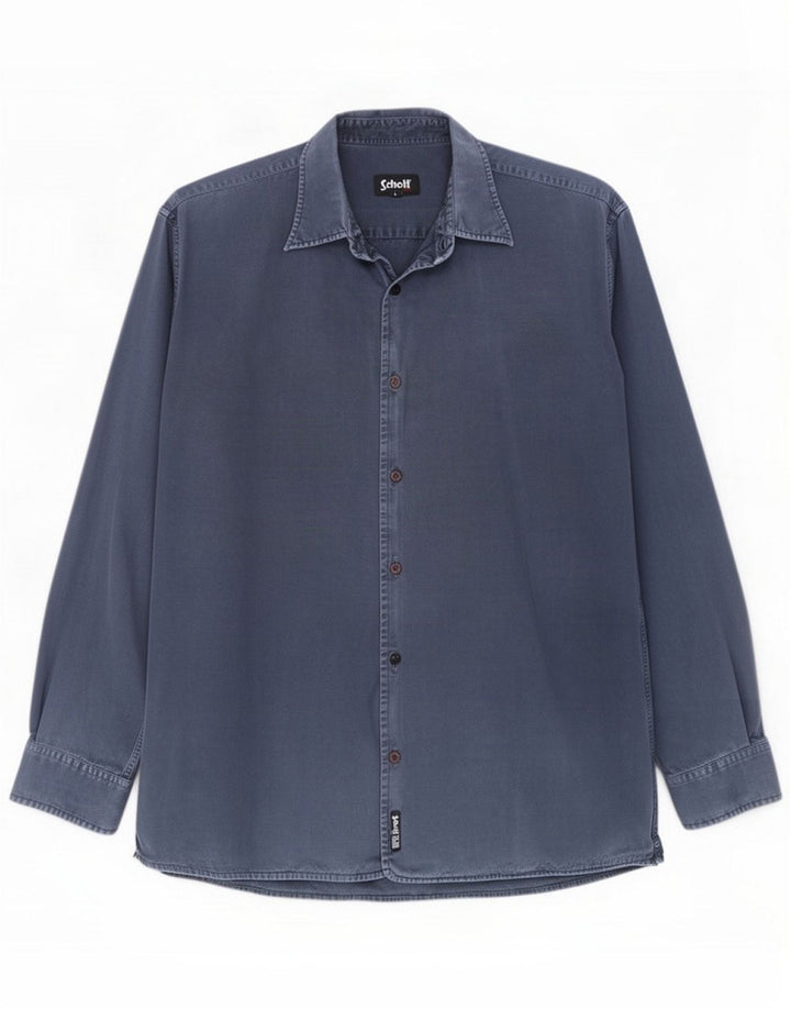 Schott Camicia da uomo grande in cotone blu