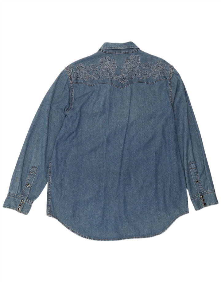 Camicia in Denim Oversize da Donna Etro IT 46 Large Blu Floreale in Cotone