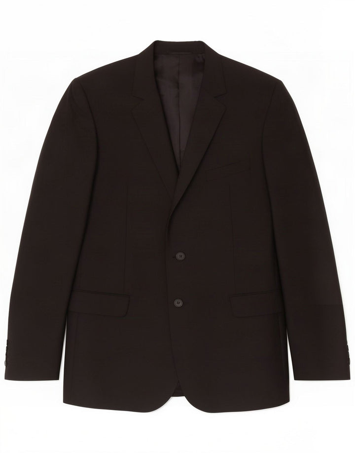 Aquascutum Giacca blazer a 2 bottoni da uomo UK 42 XL Lana nera