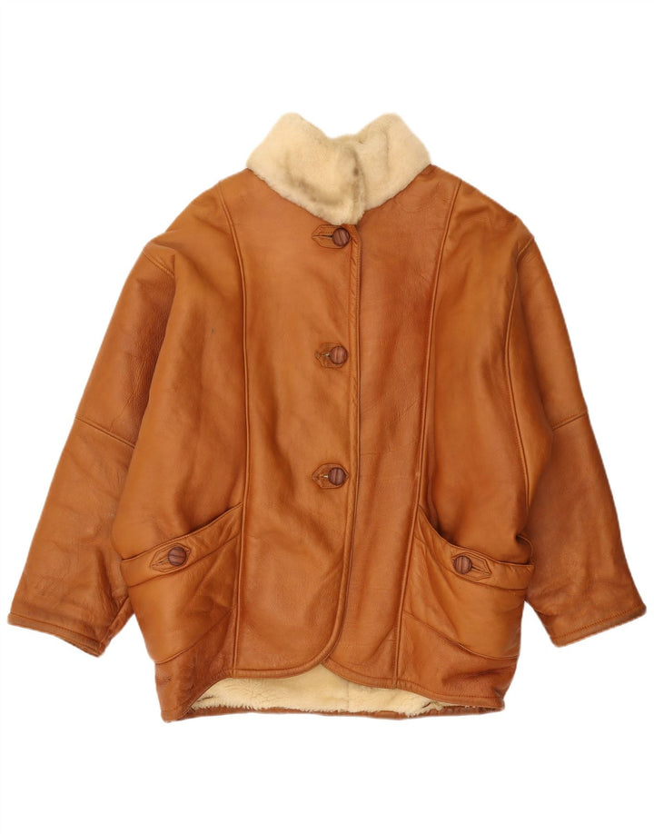 Giubbotto oversize in shearling vintage da donna IT 44 Marrone medio