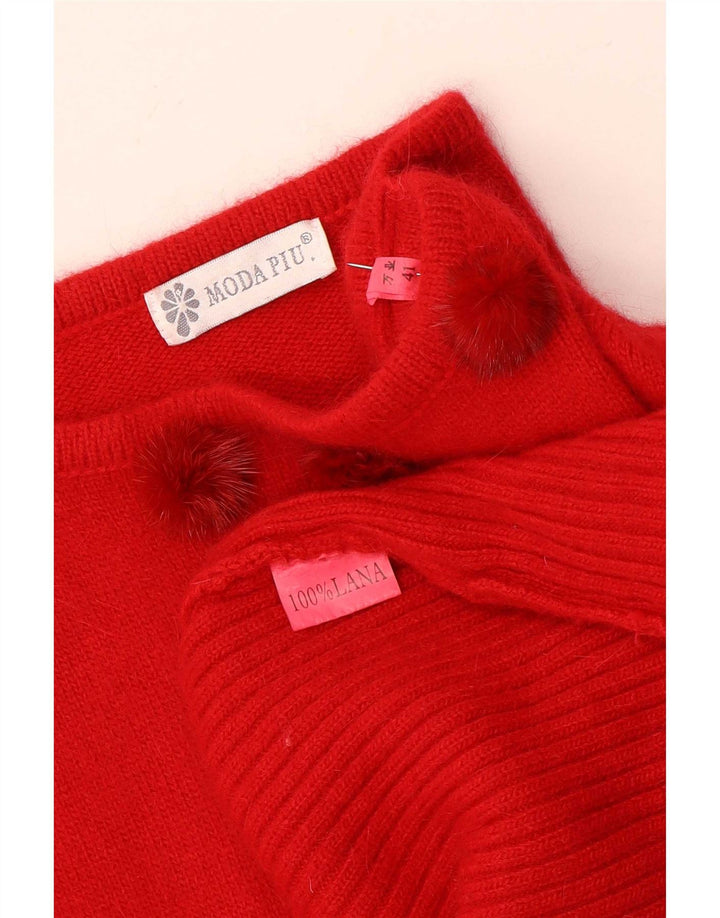 Maglione da donna Moda Piu con scollo a barchetta IT 41 Lana rossa media