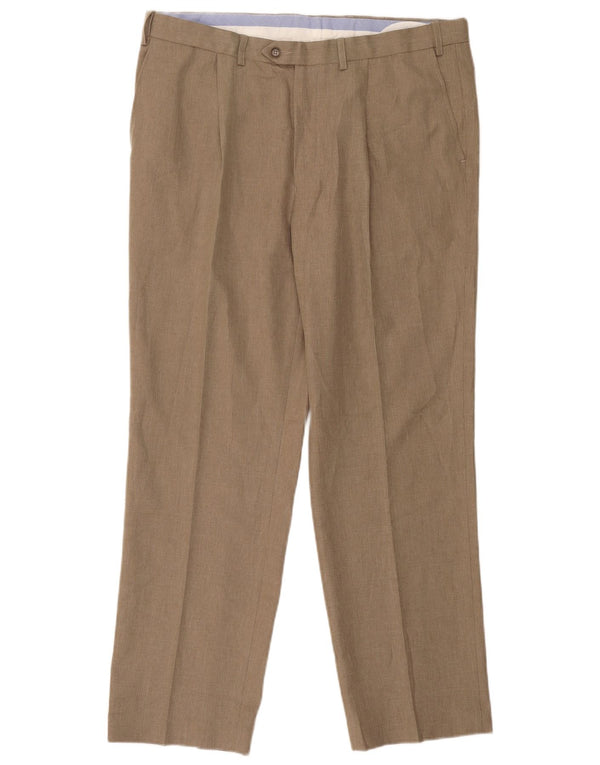 Pantaloni da abito vestibilità regolare Marks & Spencer da uomo W38 L31 Poliestere beige