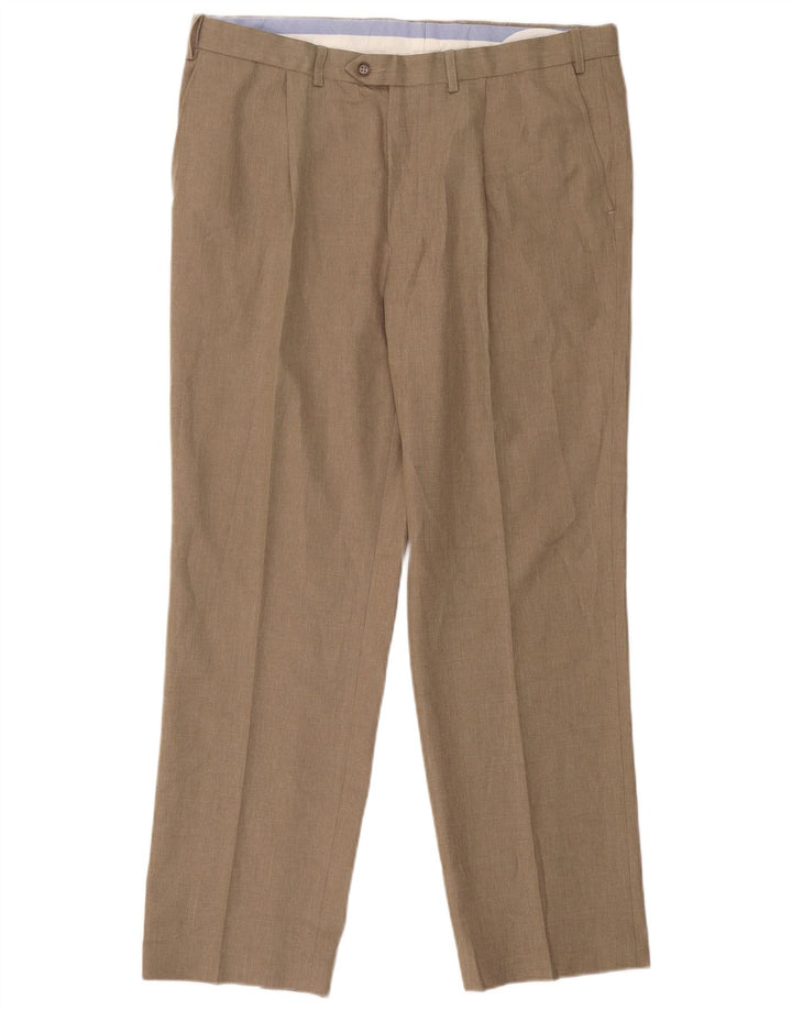 Pantaloni da abito vestibilità regolare Marks & Spencer da uomo W38 L31 Poliestere beige
