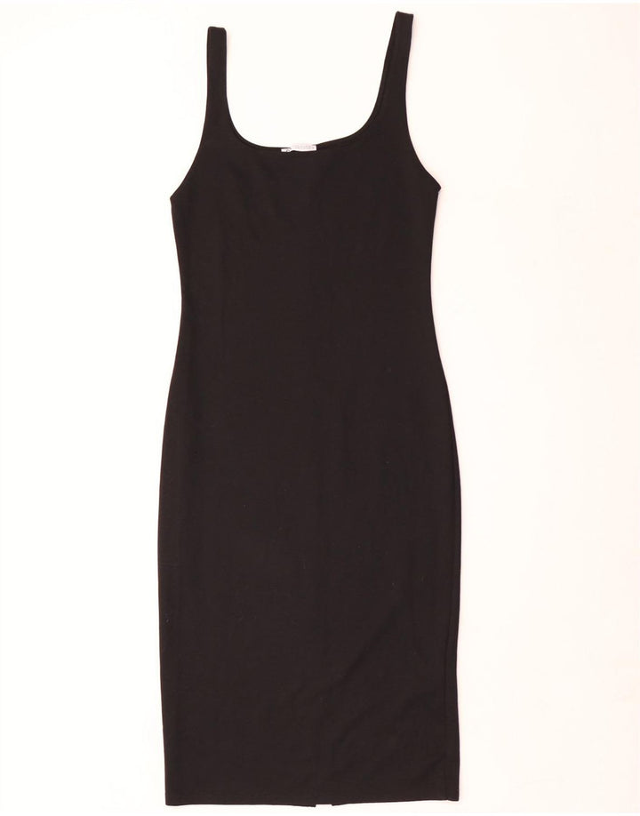 Abito aderente senza maniche da donna Zara UK 14 Large Nero Poliestere