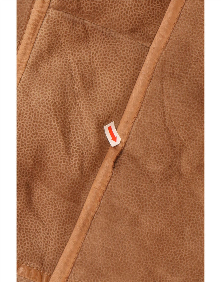 Cappotto in shearling da donna VINTAGE UK 16 grande stampa animalier marrone