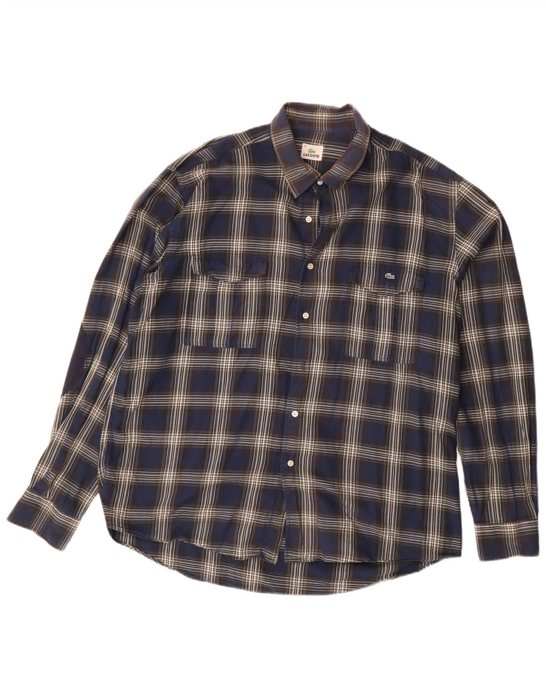 Camicia da uomo Lacoste taglia 46 2XL cotone a quadri blu navy