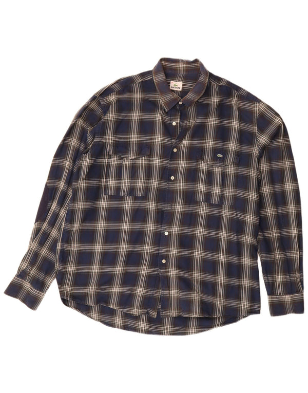 Camicia da uomo Lacoste taglia 46 2XL cotone a quadri blu navy