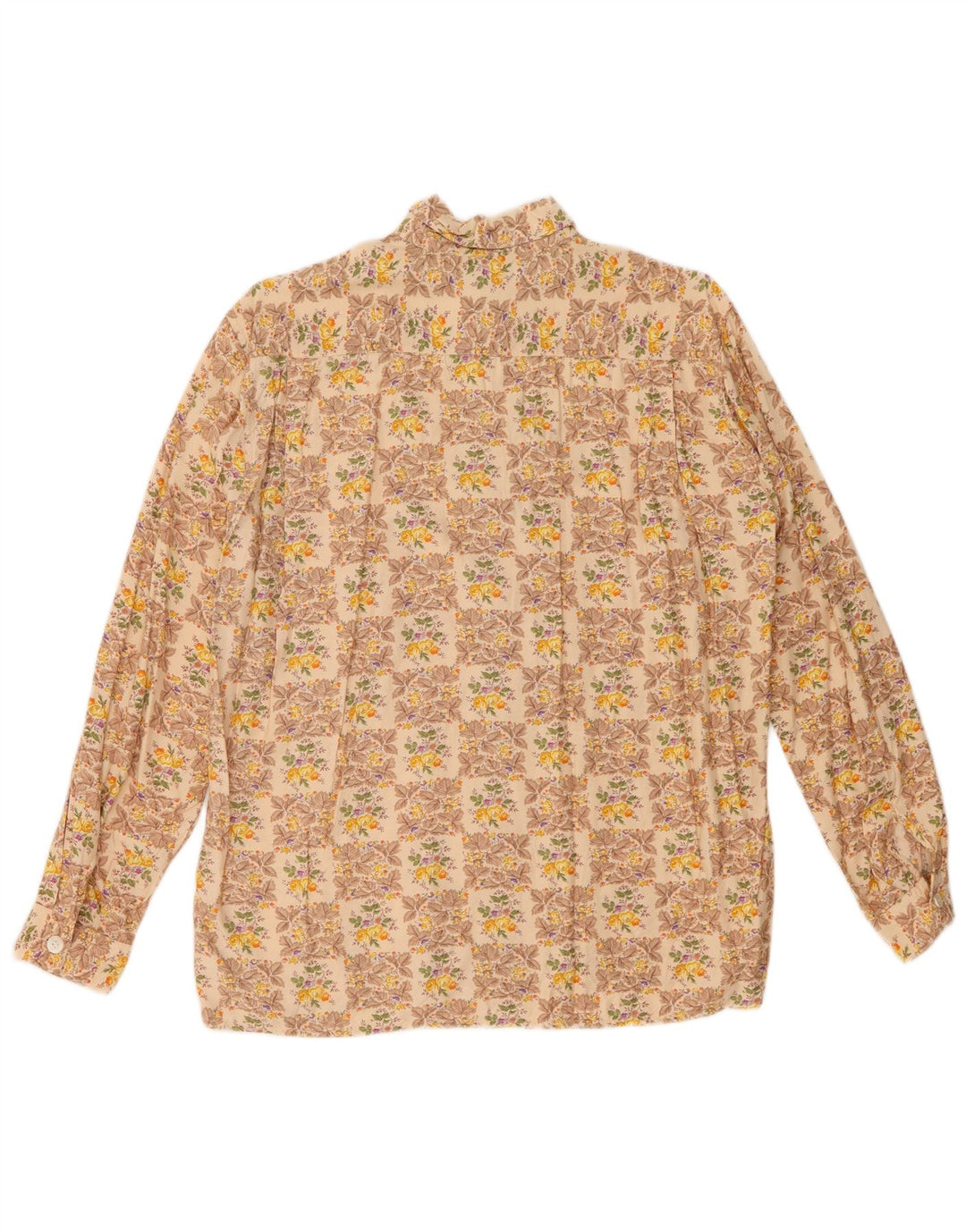 Blusa Camicia Donna VINTAGE IT 44 Viscosa Floreale Beige Medio
