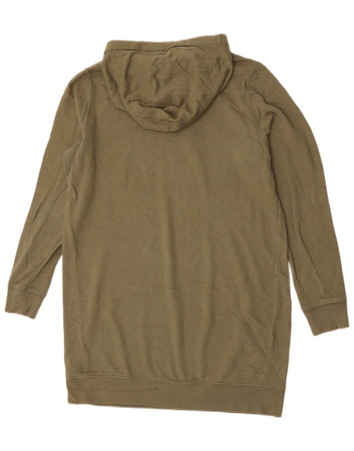 Calvin Klein Jeans Maglia con cappuccio grafica lunga da donna UK 12 Medio Cachi