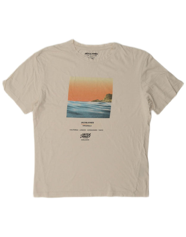 T-shirt grafica da uomo Jack & Jones Top XS in cotone bianco