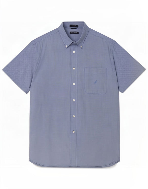 Camicia da uomo a maniche corte Nautica, cotone a quadri grandi blu