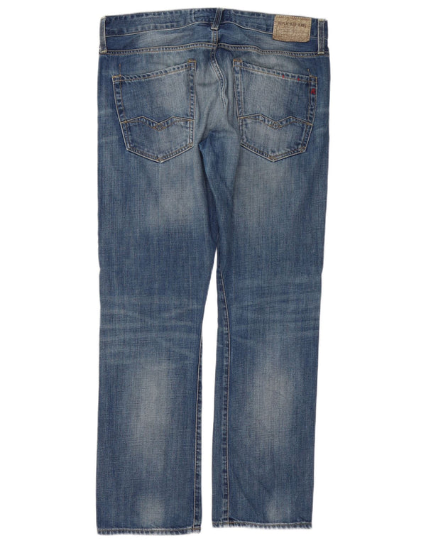 Replay Jeans dritti Waitom da uomo W34 L32 cotone blu
