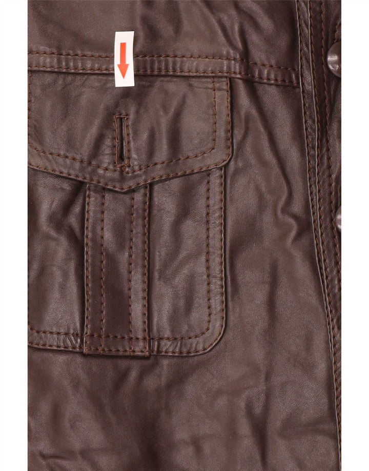 Giacca in pelle vintage da uomo UK 36 piccola marrone