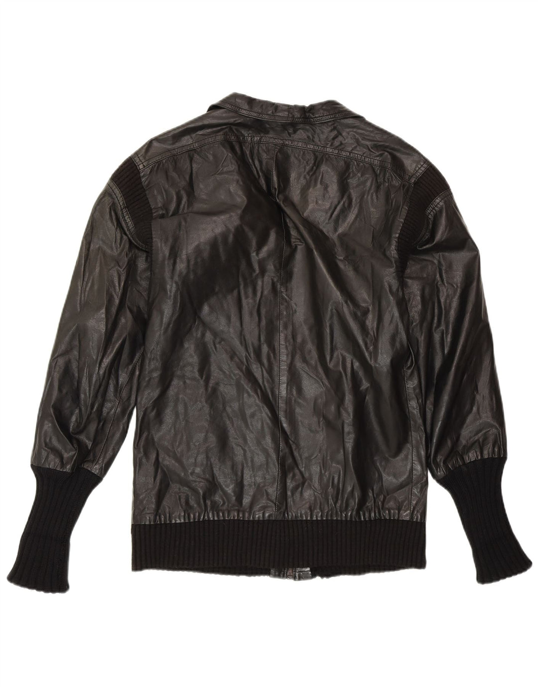 Giacca in pelle da donna VINTAGE UK 14 Pelle nera media