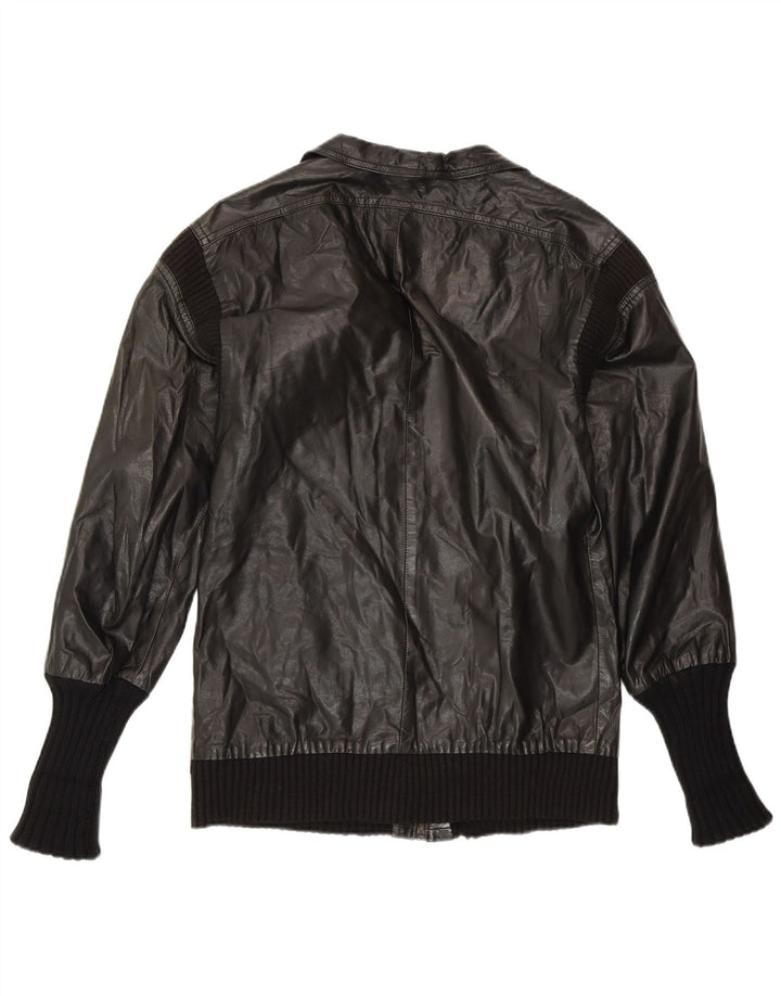 Giacca in pelle da donna VINTAGE UK 14 Pelle nera media