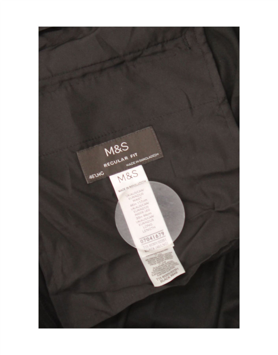 Pantaloni da abito vestibilità regolare Marks & Spencer da uomo W46 L33 poliestere nero