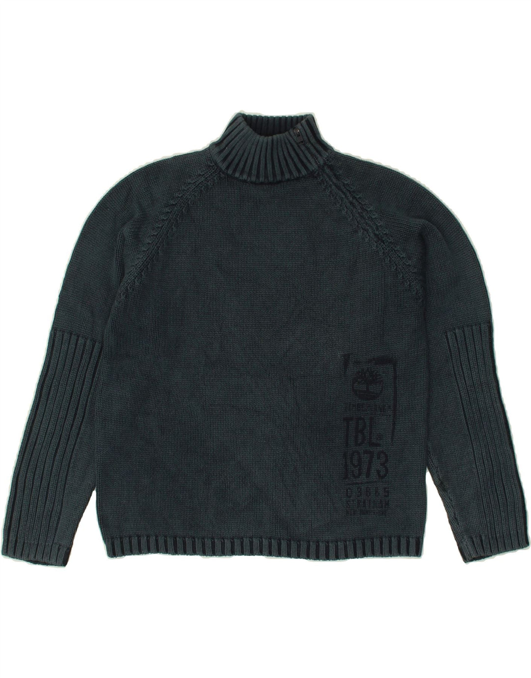 TIMBERLAND Boys Graphic Zip Neck Jumper Sweater 9-10 Years Navy Blue Vintage Timberland and Second-Hand Timberland from Messina Hembry 