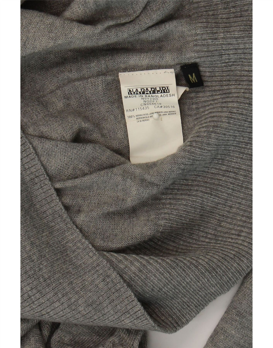 NAPAPIJRI Mens Crew Neck Jumper Sweater Medium Grey Merino Wool Vintage Napapijri and Second-Hand Napapijri from Messina Hembry 