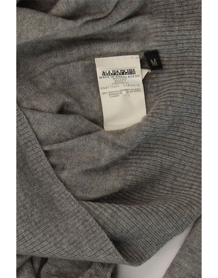 NAPAPIJRI Mens Crew Neck Jumper Sweater Medium Grey Merino Wool Vintage Napapijri and Second-Hand Napapijri from Messina Hembry 