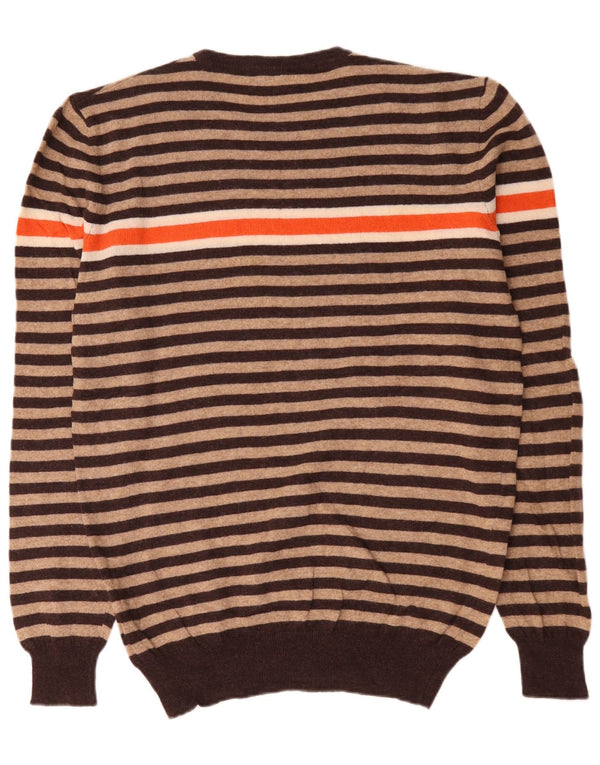 Maglione maglione girocollo da uomo Woolrich XL in lana a righe beige