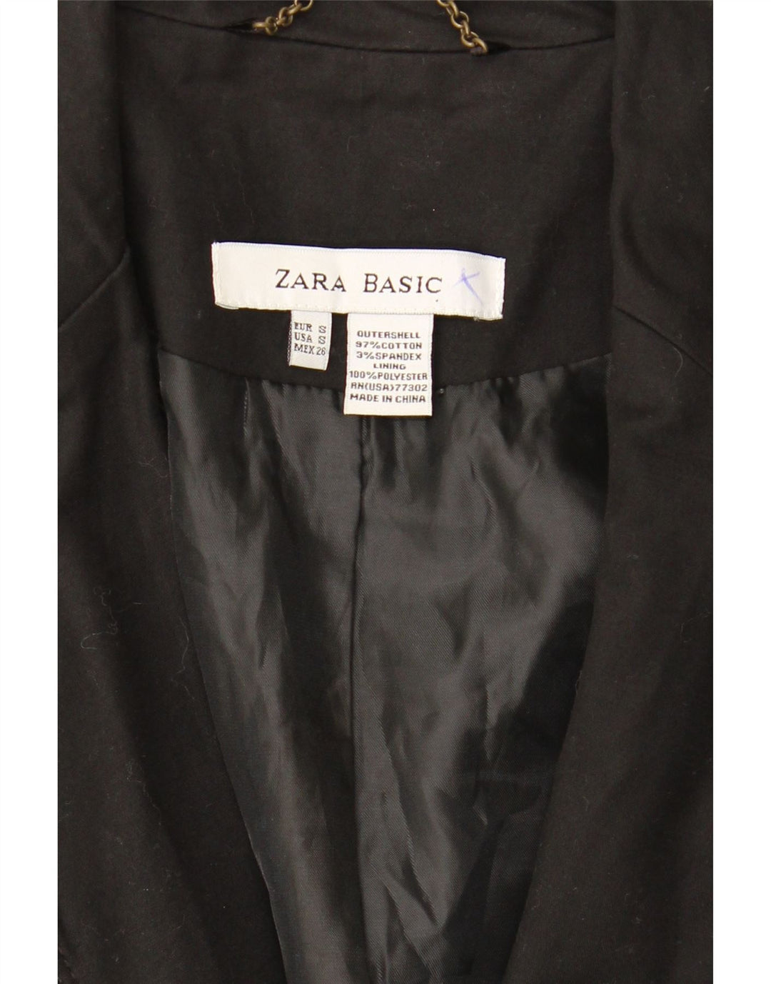 Giacca blazer a 1 bottone da donna Zara UK 10 piccola in cotone nero