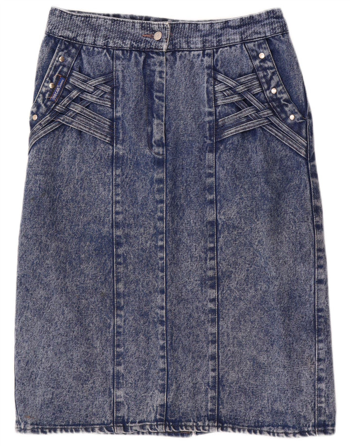Gonna di jeans vintage da donna IT 44 media W32 blu