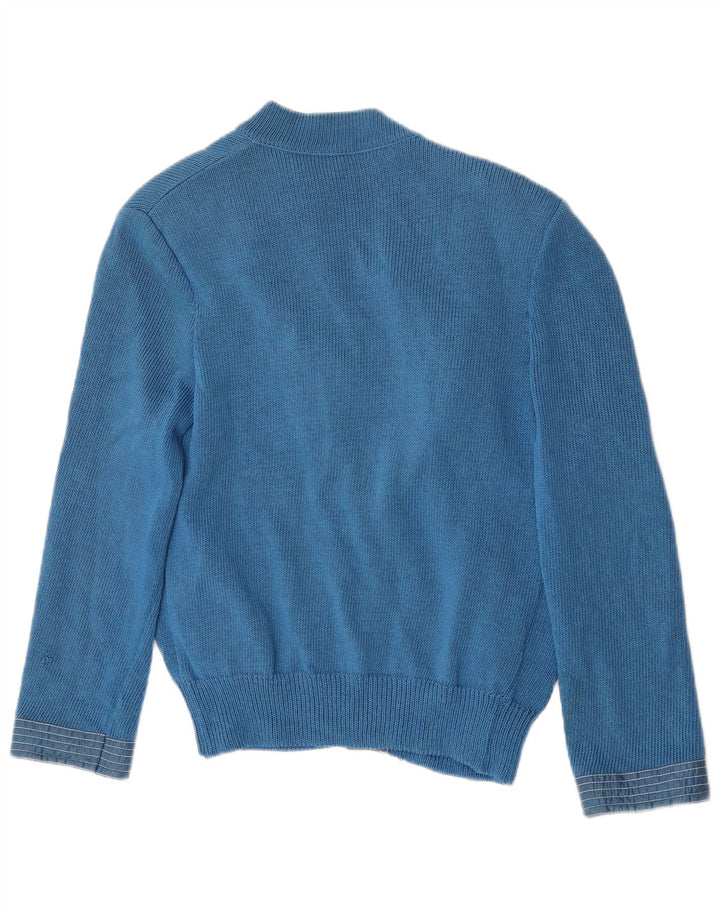 Maglione cardigan da donna vintage IT 44 lana blu medio
