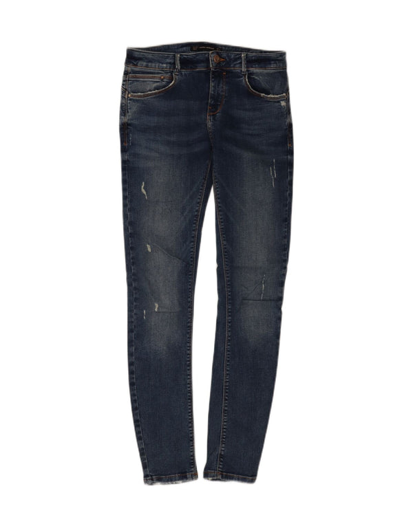 Jeans skinny effetto consumato Trafaluc da donna Zara EU 38 Small W28 L30 Blu