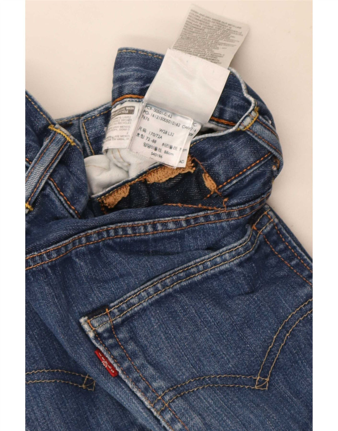 Jeans dritti da uomo Levi's W28 L32 in cotone blu