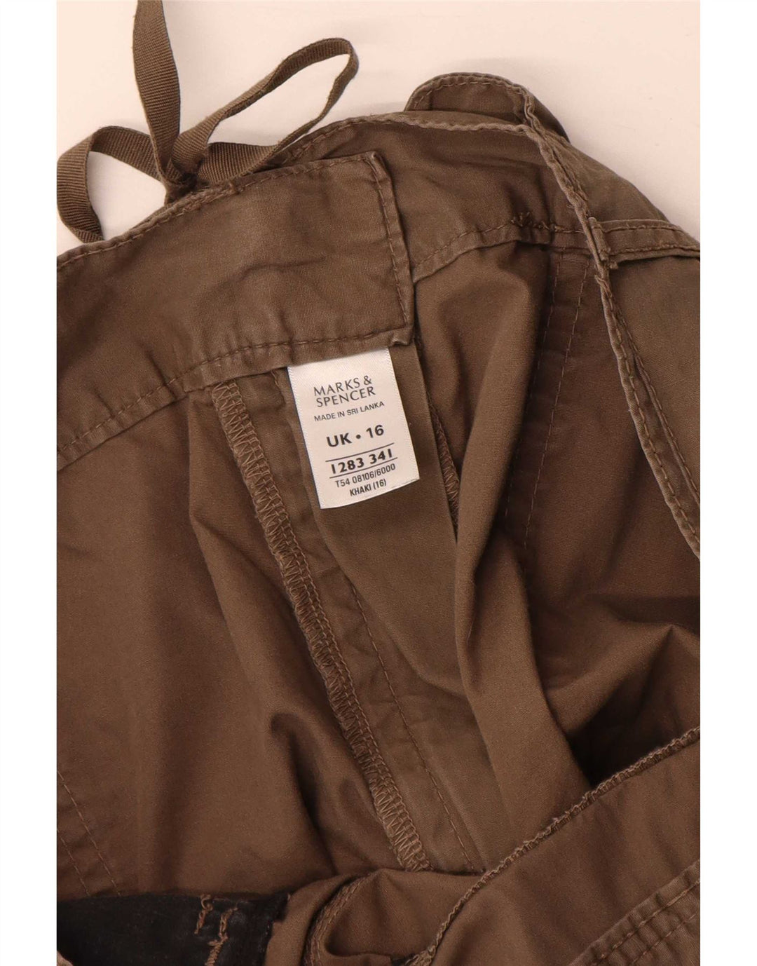 Pantaloncini cargo da donna Marks & Spencer UK 16 Large W34 cotone kaki