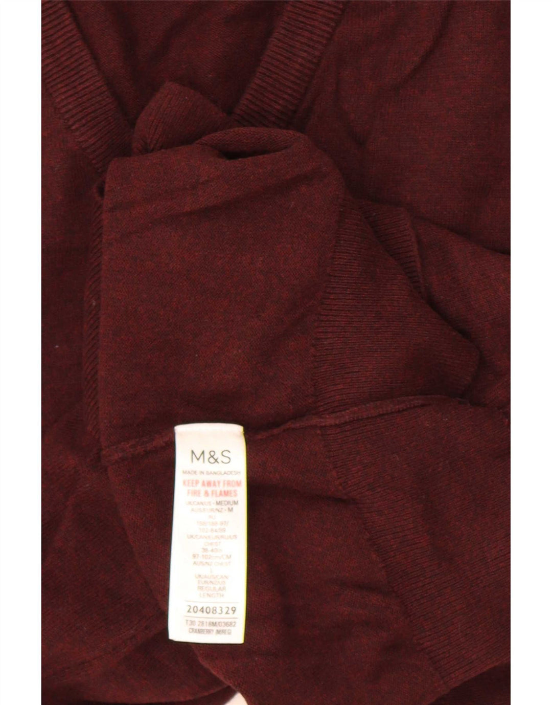Maglione da uomo con scollo a V Marks & Spencer bordeaux medio