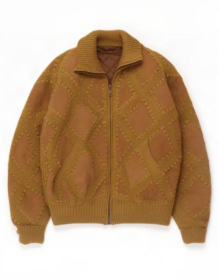 Giubbotto bomber vintage in pelle scamosciata da donna UK 18 XL Marrone