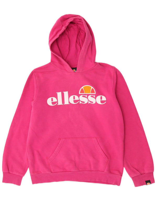 Maglione con cappuccio grafico per ragazze Ellesse, vestibilità rilassata, 12-13 anni, cotone rosa