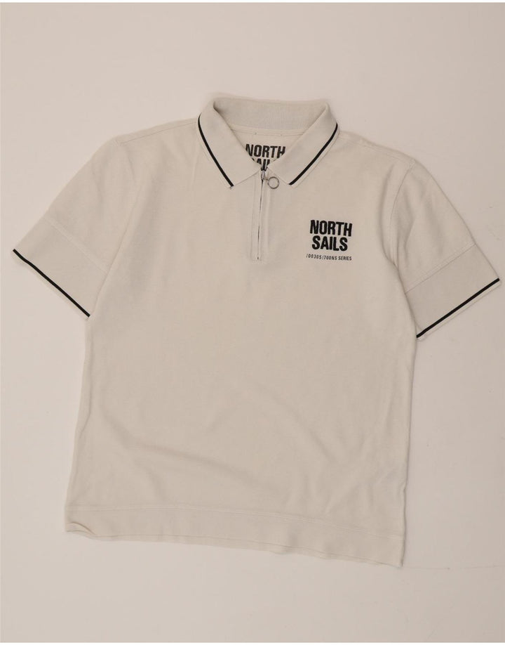 Polo grafica da uomo NORTH SAILS XL in cotone bianco